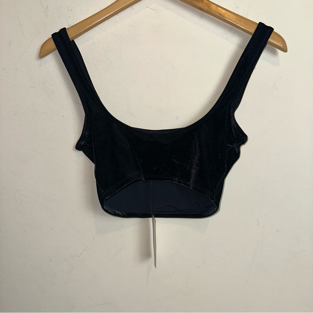 Solid & Striped Velvet Black Swim Top Womens Small Classic Goth Grunge Beach Y2K - Picture 3 of 9